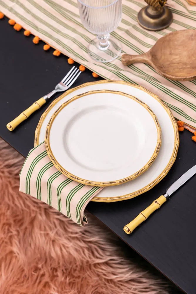 12 Piece White Bamboo Dinner Set