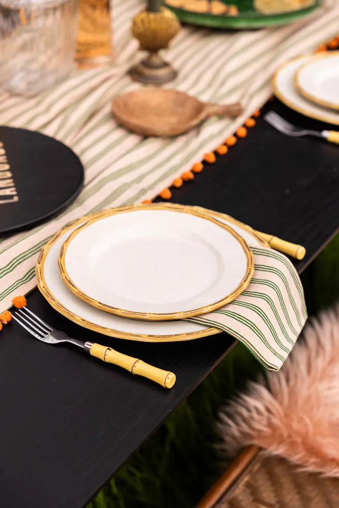 12 Piece White Bamboo Dinner Set