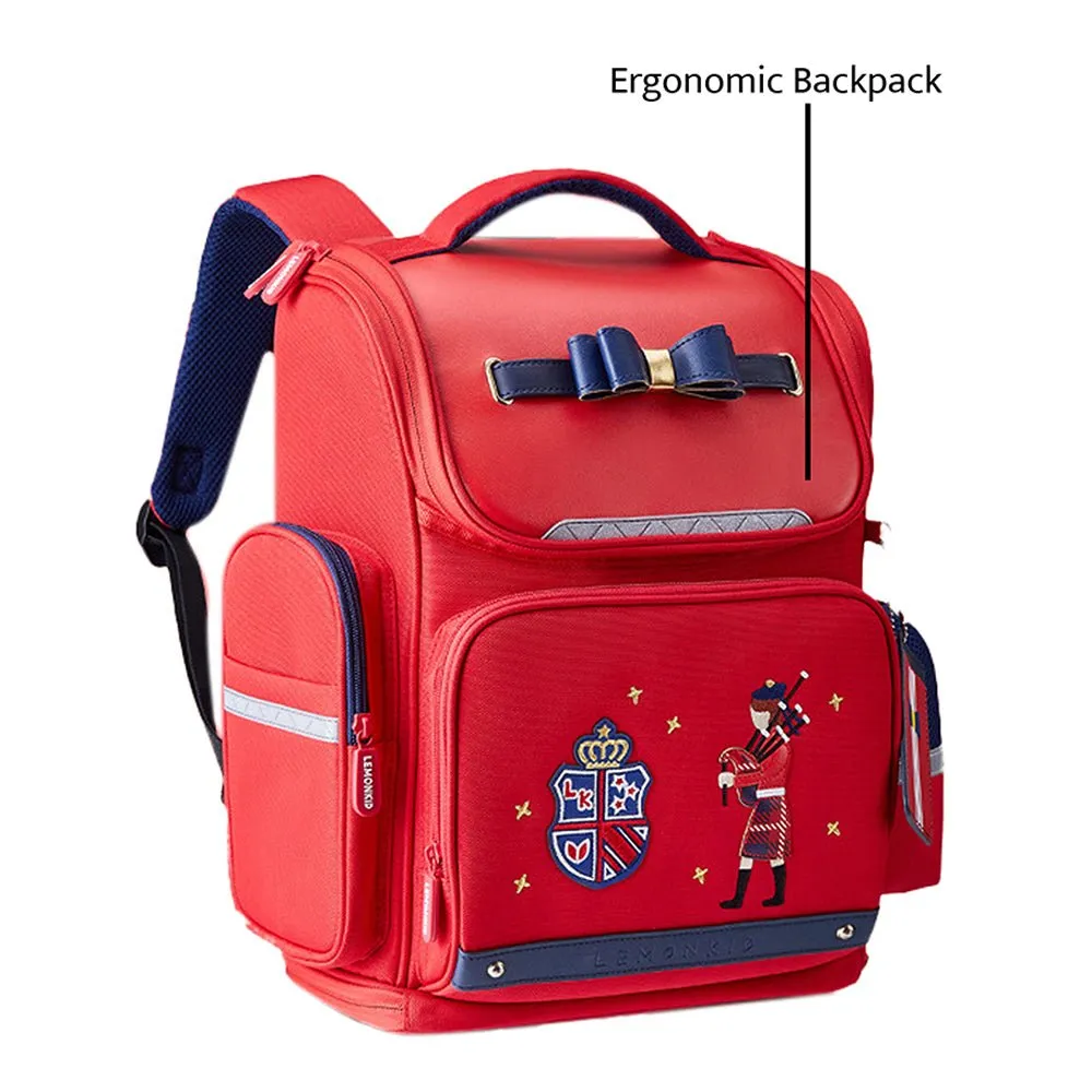 14.5inch, Red British Theme Ergonomic School Backpack for Kids