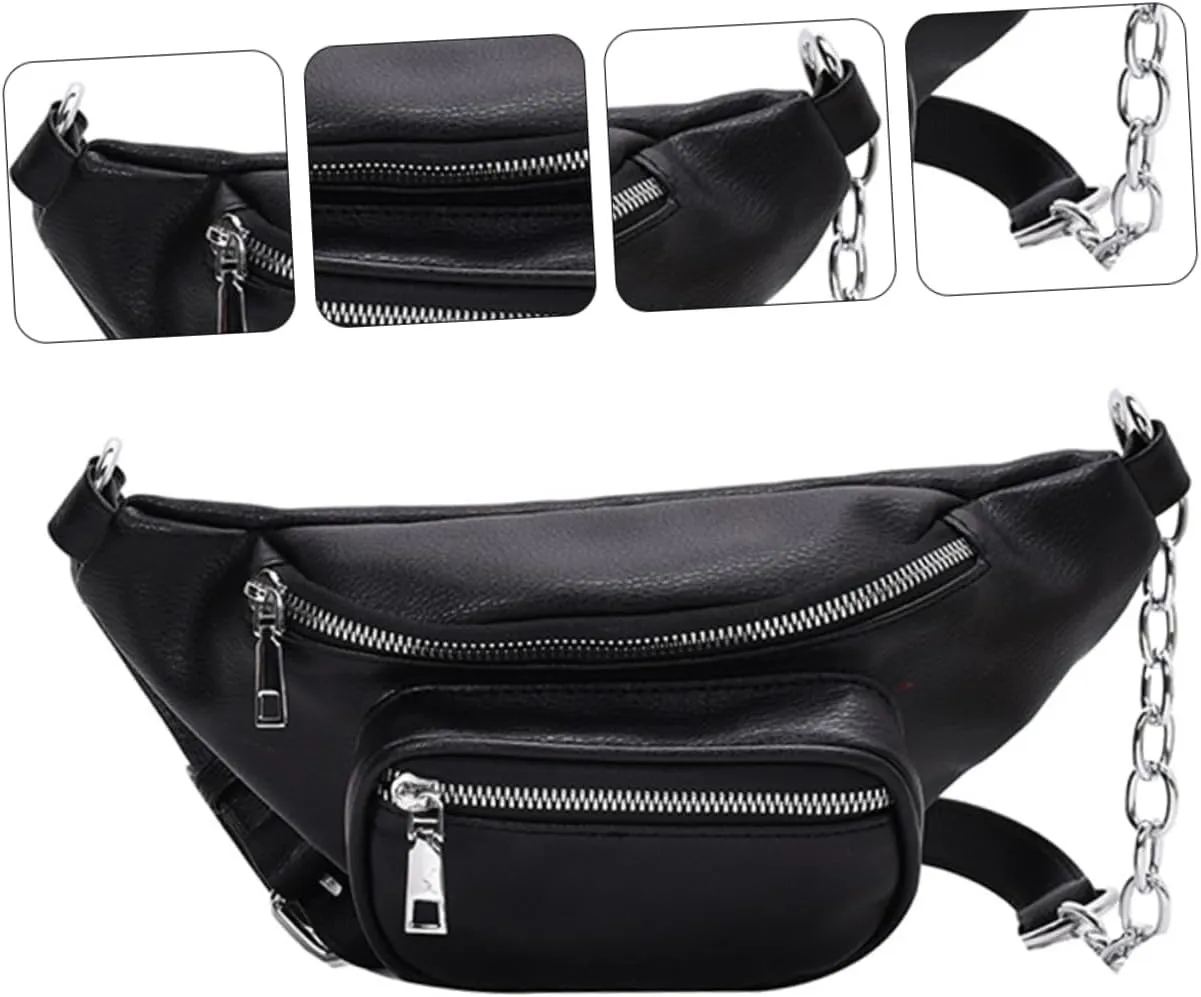 1pc Fashionable PU Waist Bag for Women Cross and Shoulder Use Durable and Wear Resistant Stylish Chain Design for Everyday Carry and Travel