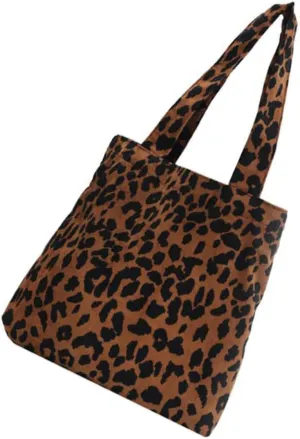 1Pc Stylish Leopard Print Tote Bag for Women Capacity Polyester Handbag Versatile Shoulder Bag for Daily Use Shopping and Parties