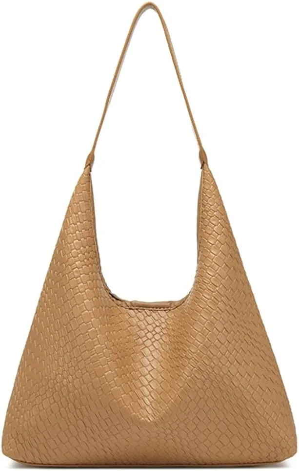 2 Pcs Slouchy PU Leather Underarm Shoulder Bag Women Trendy Hobo Bags Crossbody Crescent Purses Satchel Tote Handbag