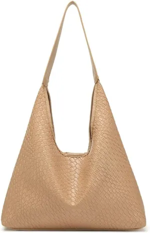 2 Pcs Slouchy PU Leather Underarm Shoulder Bag Women Trendy Hobo Bags Crossbody Crescent Purses Satchel Tote Handbag