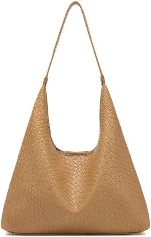 2 Pcs Slouchy PU Leather Underarm Shoulder Bag Women Trendy Hobo Bags Crossbody Crescent Purses Satchel Tote Handbag