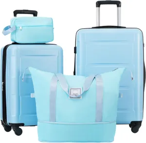 2 Piece Luggage Set with Bags Expanable Spinner Wheels ABS Lightweight Suitcase with TSA Lock (20inch 24inch, Light Blue)