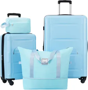 2 Piece Luggage Set with Bags Expanable Spinner Wheels ABS Lightweight Suitcase with TSA Lock 20inch 28inch(Light Blue)