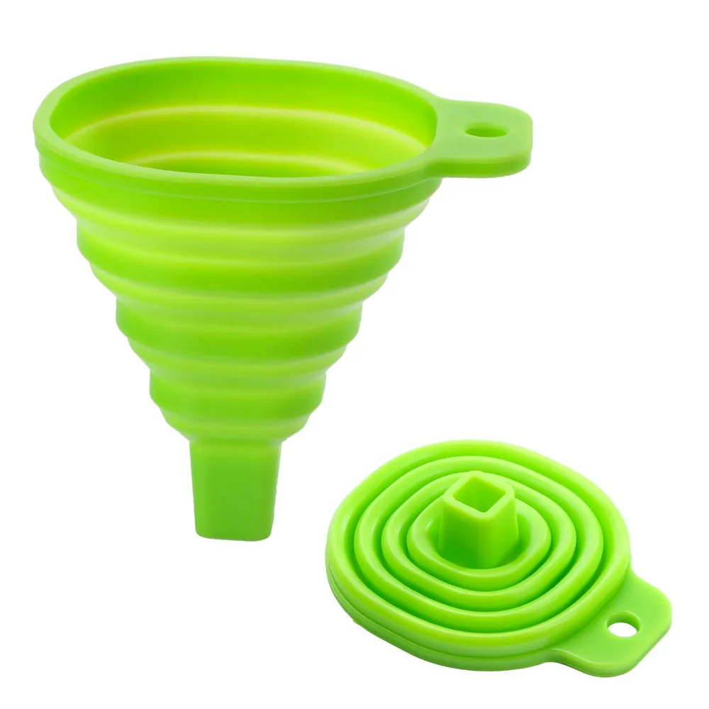 2X Silicone Foldable Collapsible Funnel Liquid Powder Transfer Home Kitchen Tool