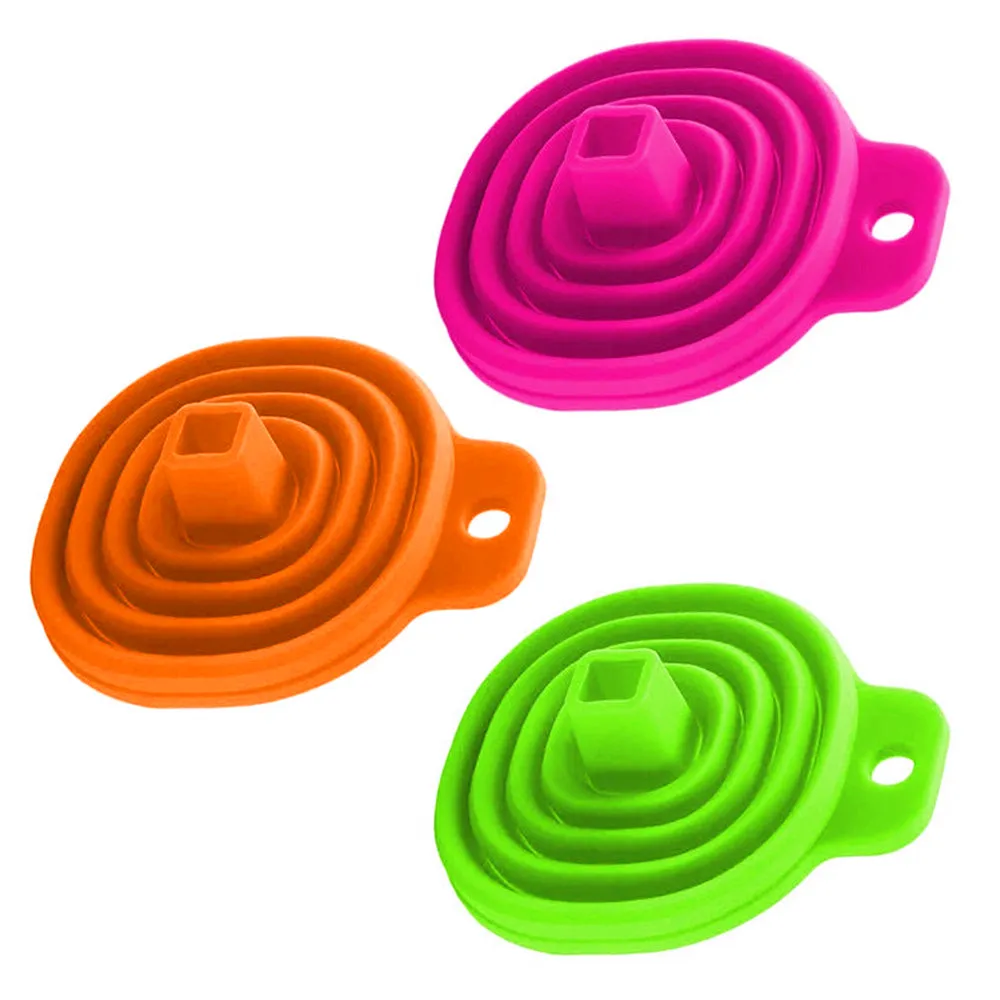 2X Silicone Foldable Collapsible Funnel Liquid Powder Transfer Home Kitchen Tool