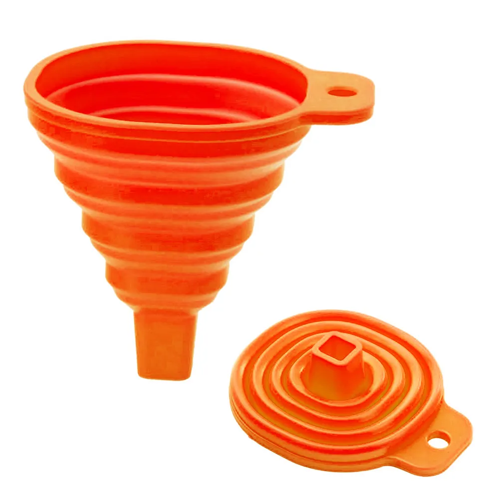 2X Silicone Foldable Collapsible Funnel Liquid Powder Transfer Home Kitchen Tool