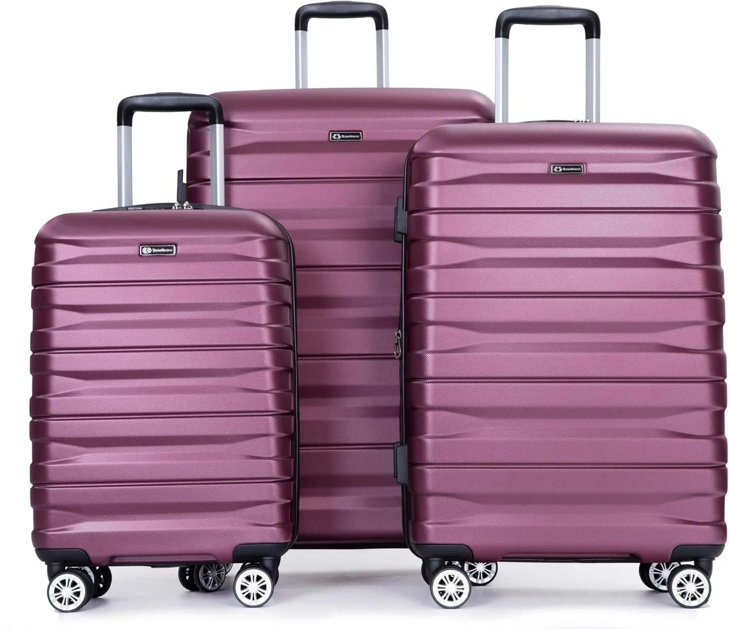 3-Piece Lightweight and Durable Luggage Set for Stress-Free Travel, Expandable with Hooks and Double Spinner Wheels, Elegant Wine Red