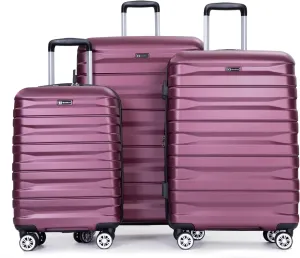 3-Piece Lightweight and Durable Luggage Set for Stress-Free Travel, Expandable with Hooks and Double Spinner Wheels, Elegant Wine Red