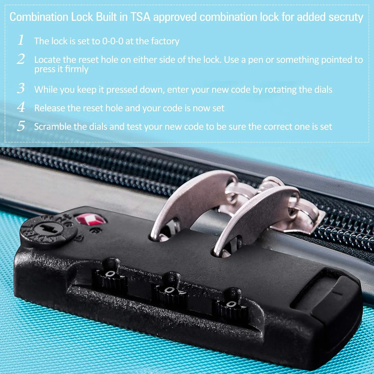3 Piece Luggage Set Hardside Spinner Suitcase with TSA Lock, Expandable 20" 24" 28" Travel Bags (Light Blue)