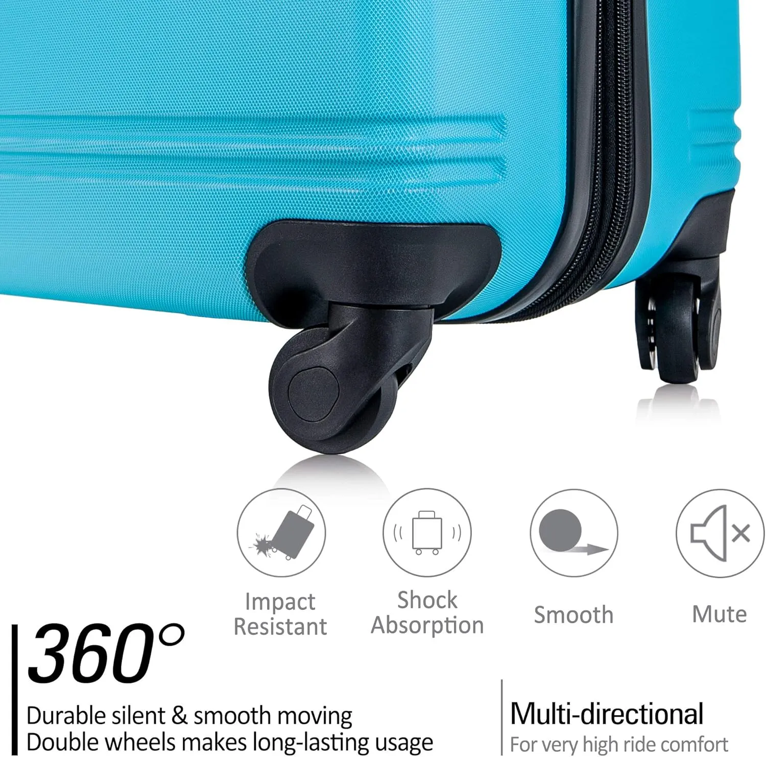 3 Piece Luggage Set Hardside Spinner Suitcase with TSA Lock, Expandable 20" 24" 28" Travel Bags (Light Blue)