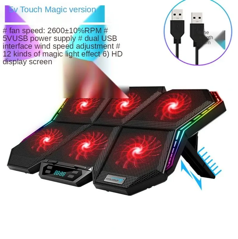 6-fan Adjustable Rgb Laptop Cooling Base