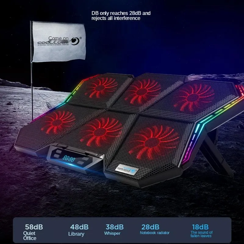 6-fan Adjustable Rgb Laptop Cooling Base