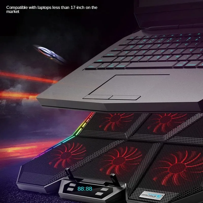 6-fan Adjustable Rgb Laptop Cooling Base