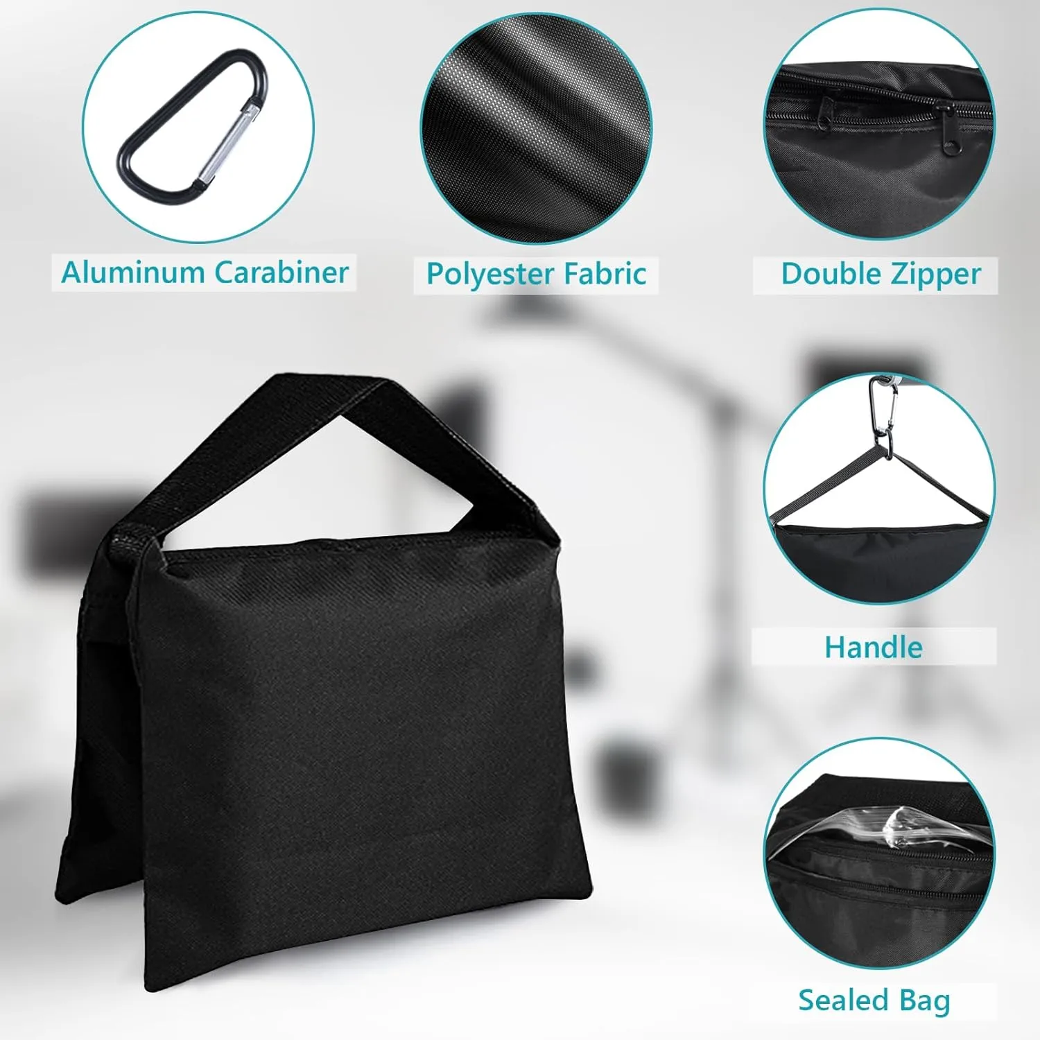 ABCCANOPY Photography Sandbag for Video Stand, Heavy Duty Weight Bags for Light Tripod, Camping Chair, 4 Packs (Black)