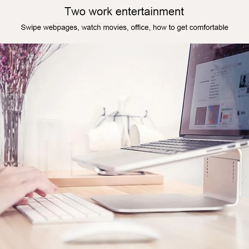Adjustable Aluminum Laptop Stand - 360 Rotation Ergonomic 10-17 Inch - for Macbook Air Pro