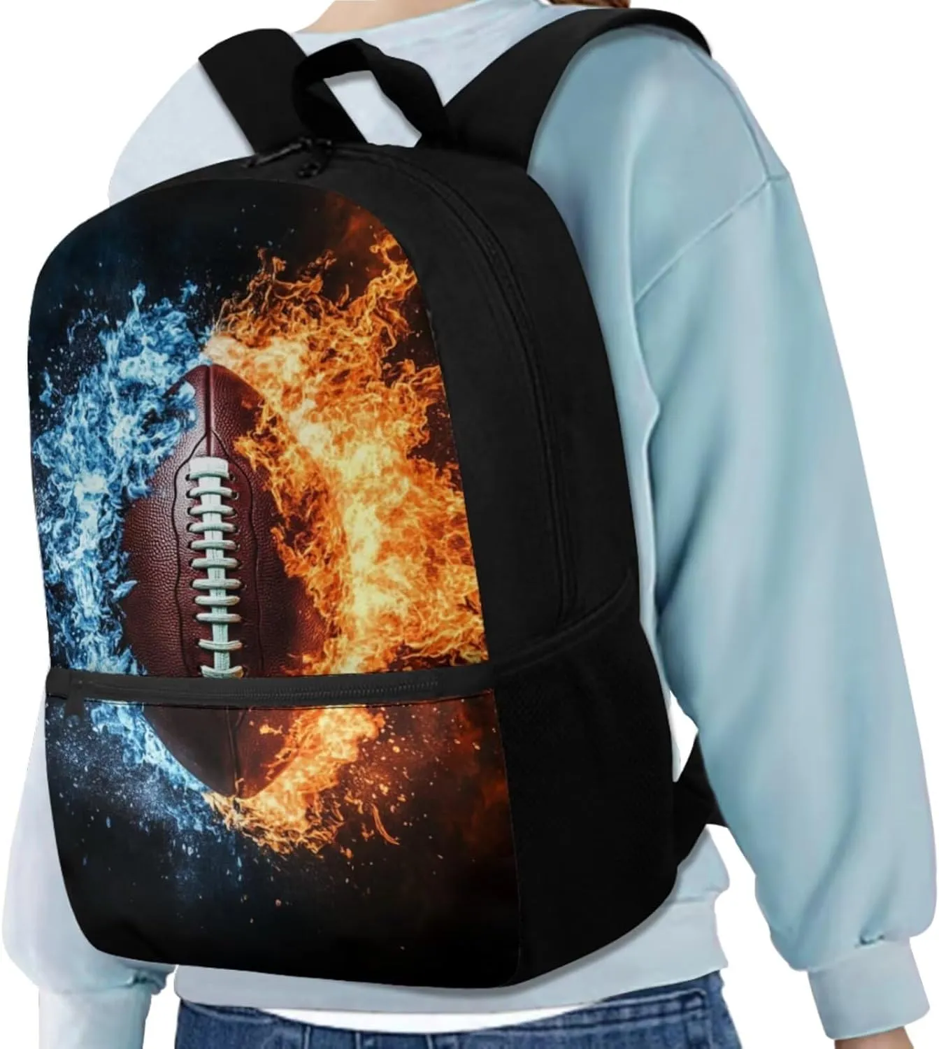 Ameria Football Backpack for School Kids Boys 8-9 Lightweight Boys School Bag with Lunch Bag 4 in 1 Cool Bookbag with Front Pocket Versatile Lunch Bag with Handle