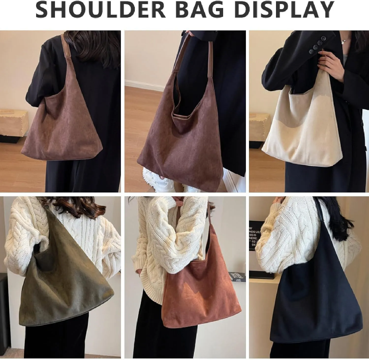 APLUSH Women Retro Shoulder Bag Large Capacity Soft Handbag Tote Bag Fashion Leisure Versatile Shoulder Bag Shopper Bag Travel Work Shopping Hobo Bag,Wine red,36 * 13 * 31cm