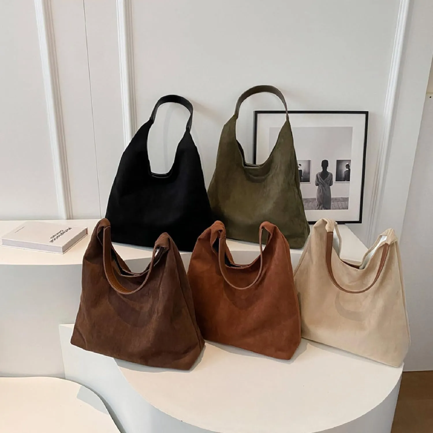 APLUSH Women Retro Shoulder Bag Large Capacity Soft Handbag Tote Bag Fashion Leisure Versatile Shoulder Bag Shopper Bag Travel Work Shopping Hobo Bag,Wine red,36 * 13 * 31cm