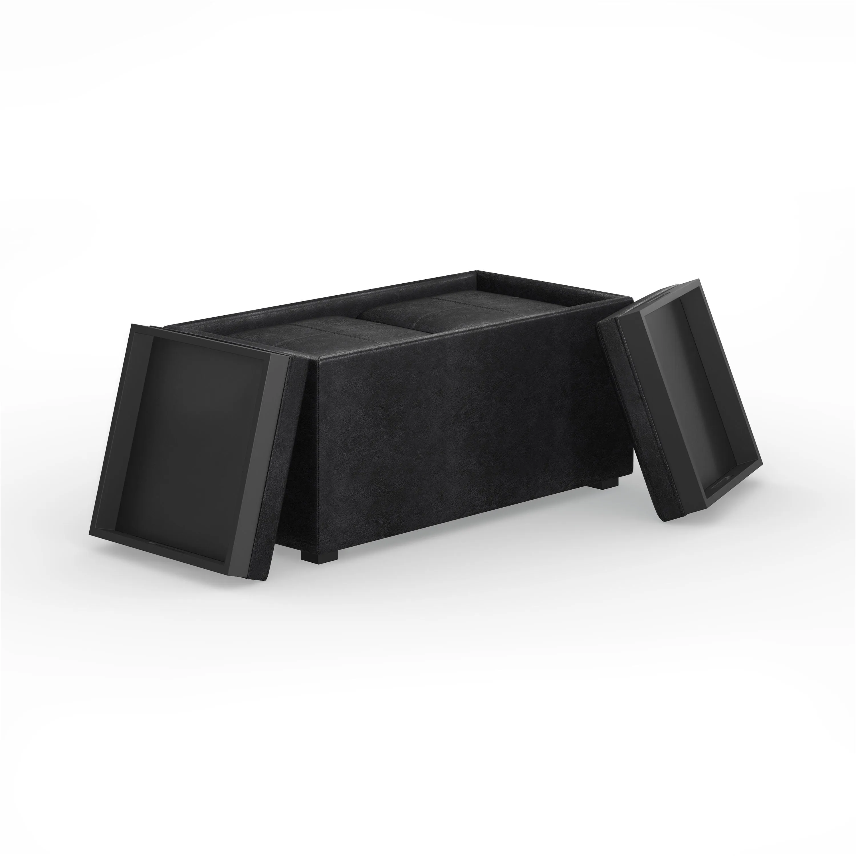Avalon - 5 Piece Storage Ottoman - Distressed Black by Couch.com