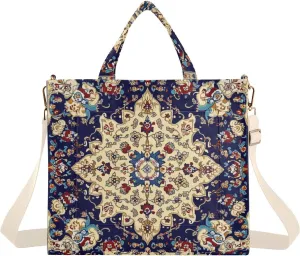 Baroque Style Flowers Corduroy Tote Bag for Women Hobo Crossbody Bag Purse Stylish Shoulder Handbag Messenger Bags, S