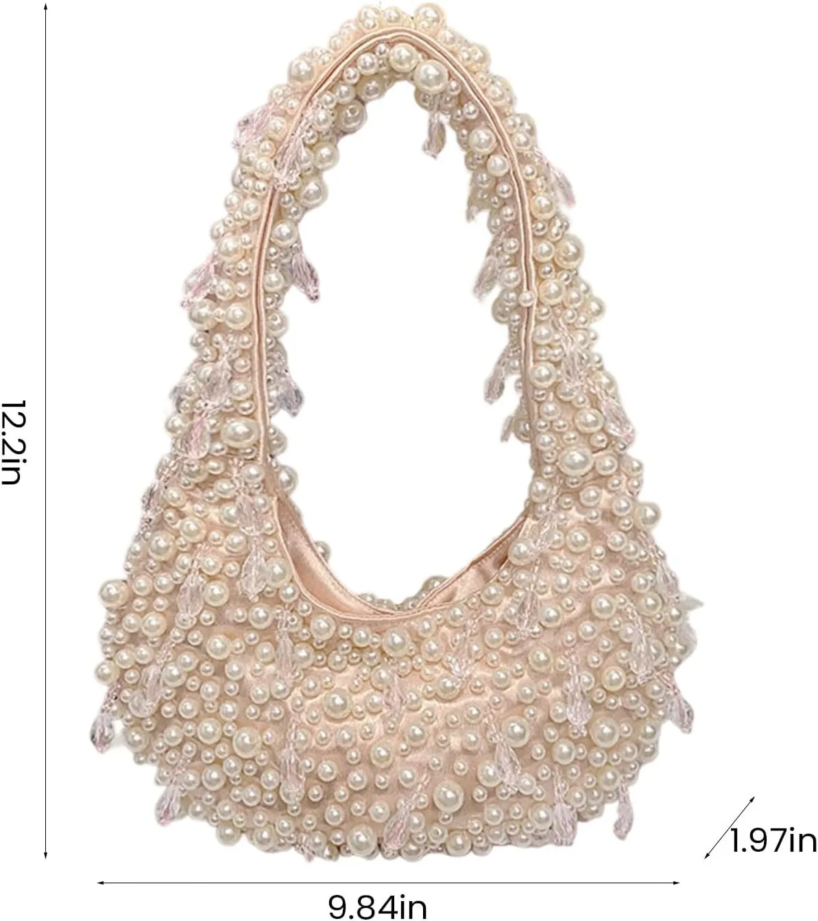 Beaded Pearl Shoulder Bags for Women White Purse Summer Beaded Bag Handmade Hobo Handbag Evening Purse