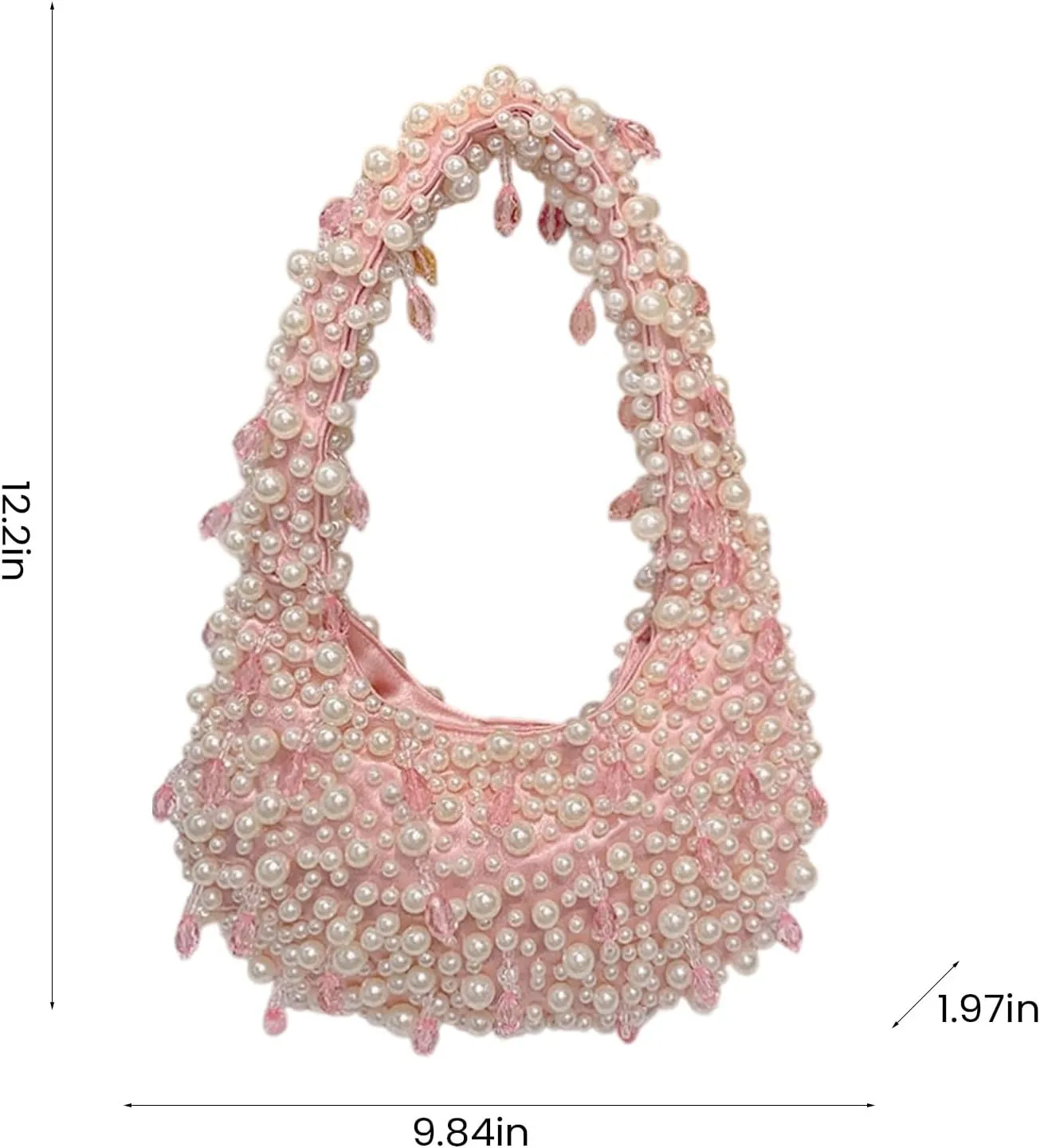 Beaded Pearl Shoulder Bags for Women White Purse Summer Beaded Bag Handmade Hobo Handbag Evening Purse