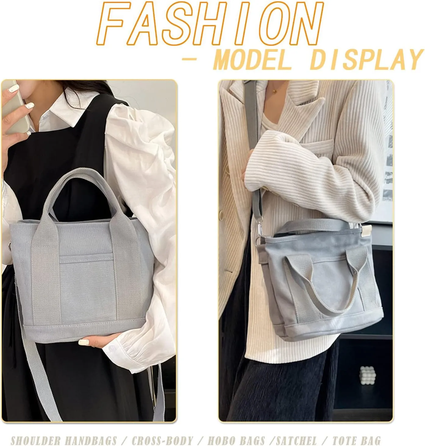 Blostirno Women's Small Canvas Tote Bag Stylish Satchel Mini Shoulder Crossbody Bags Fashion Hobo Messenger Purse Handbags