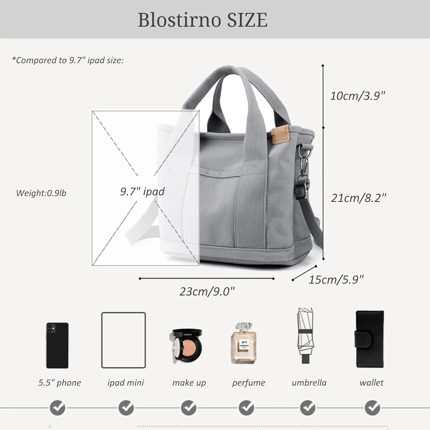 Blostirno Women's Small Canvas Tote Bag Stylish Satchel Mini Shoulder Crossbody Bags Fashion Hobo Messenger Purse Handbags