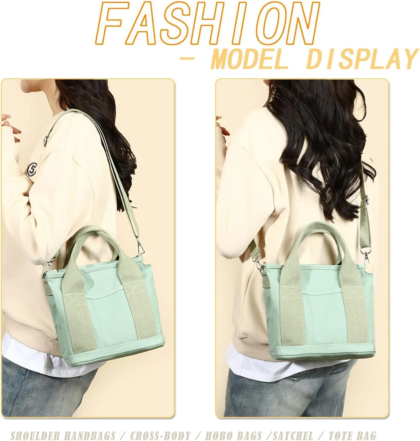Blostirno Women's Small Canvas Tote Bag Stylish Satchel Mini Shoulder Crossbody Bags Fashion Hobo Messenger Purse Handbags