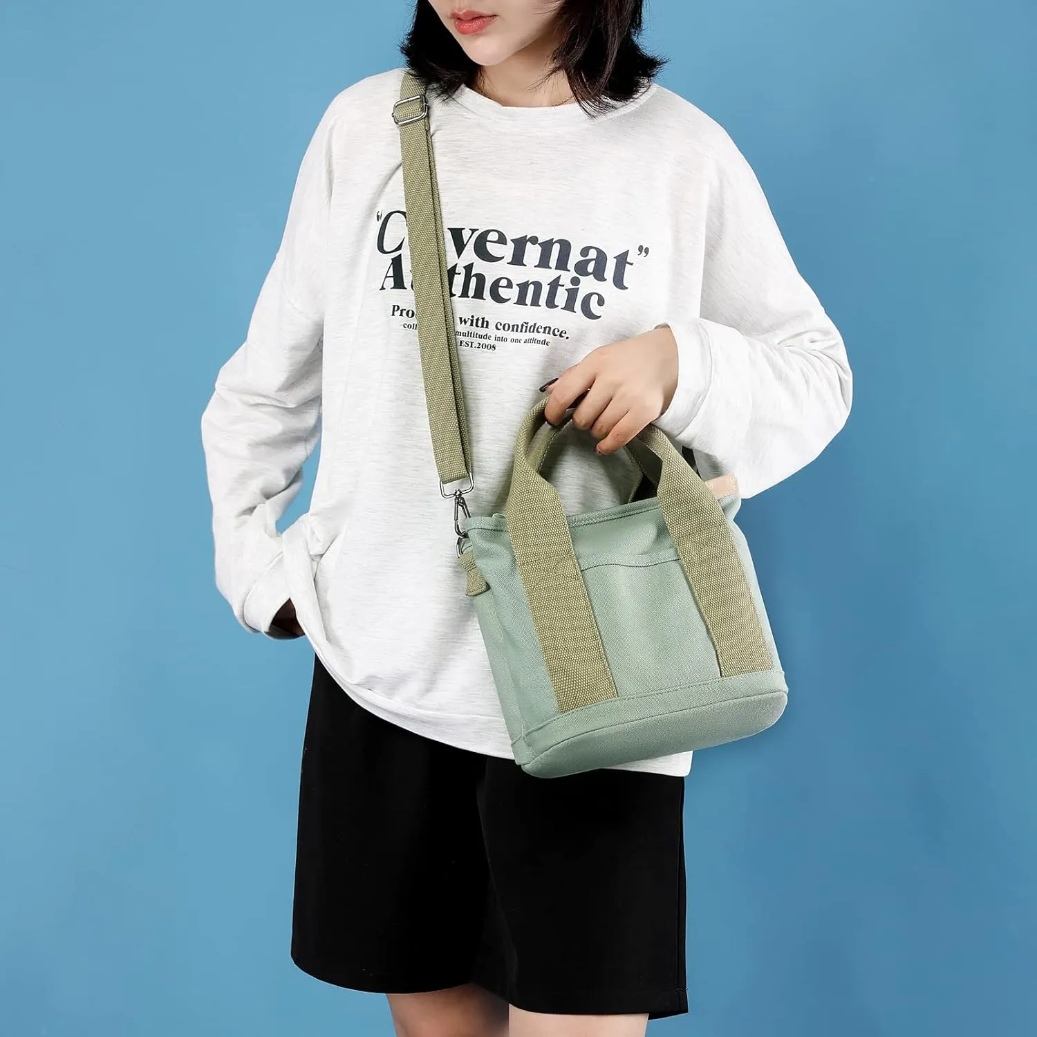 Blostirno Women's Small Canvas Tote Bag Stylish Satchel Mini Shoulder Crossbody Bags Fashion Hobo Messenger Purse Handbags