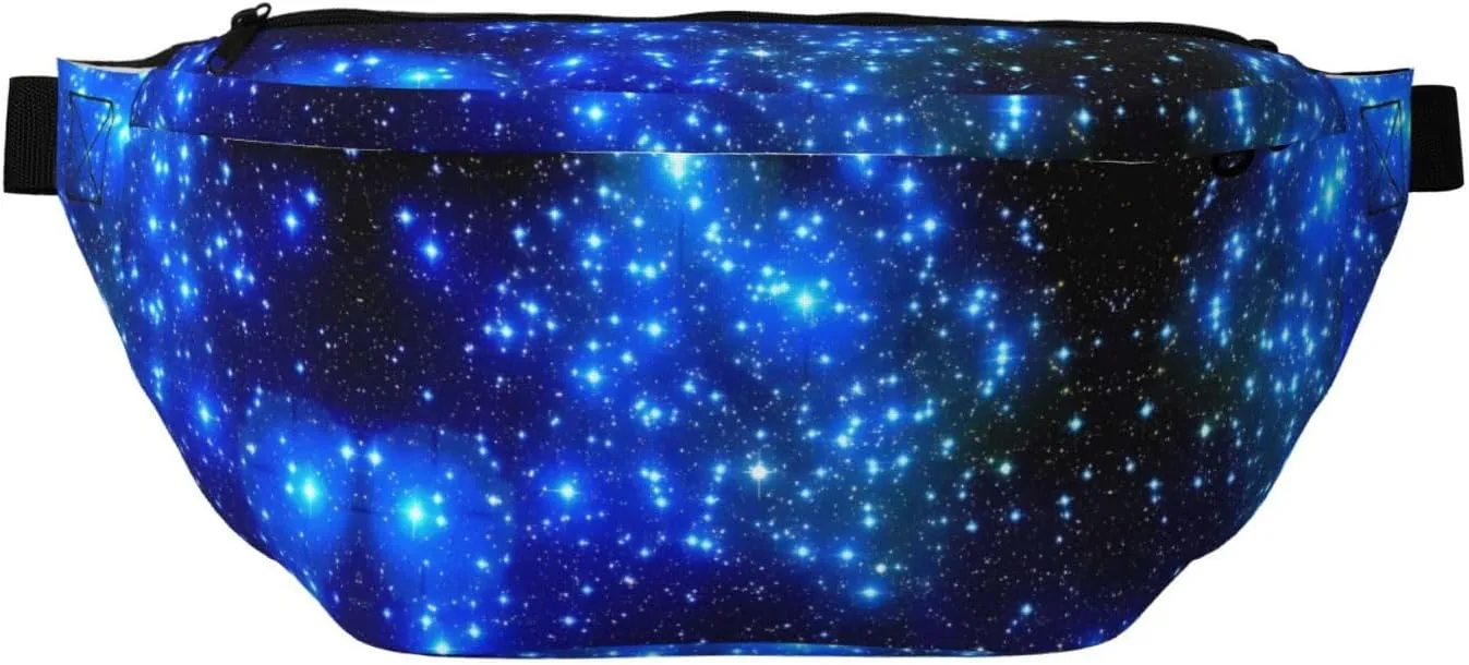 Blue Shining Stars Fanny Pack Crossbody Bag  Versatile Sling Bag for Men & Women with Zipper Pockets, Ideal for Travel, Running