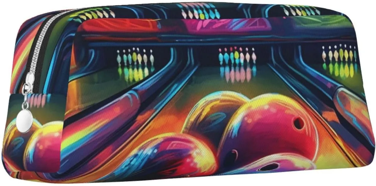 Bowling Balls Makeup Bag Travel Cosmetic Bag for Women Men Pencil Case Zipper Toiletry Bag Purse