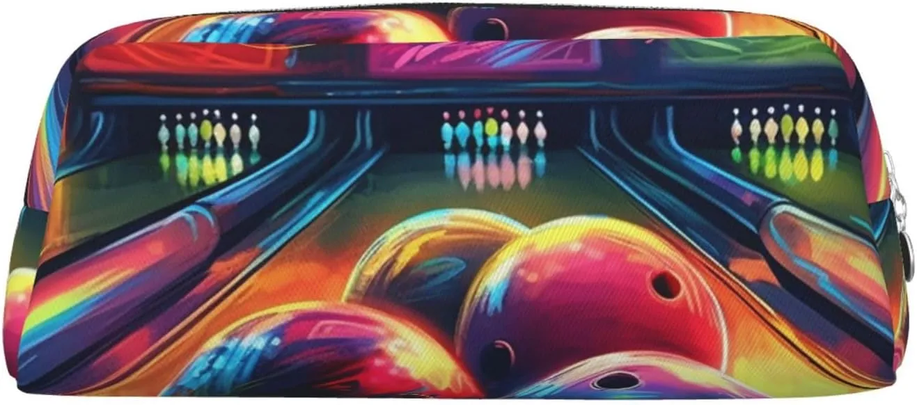 Bowling Balls Makeup Bag Travel Cosmetic Bag for Women Men Pencil Case Zipper Toiletry Bag Purse