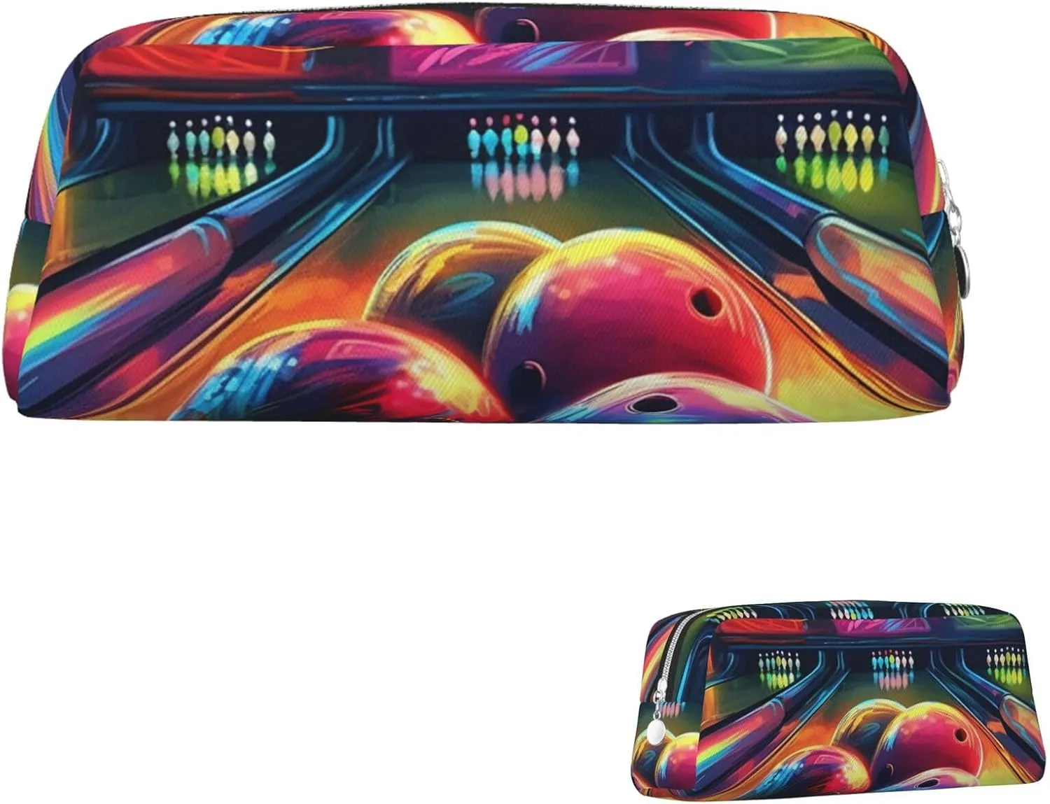 Bowling Balls Makeup Bag Travel Cosmetic Bag for Women Men Pencil Case Zipper Toiletry Bag Purse