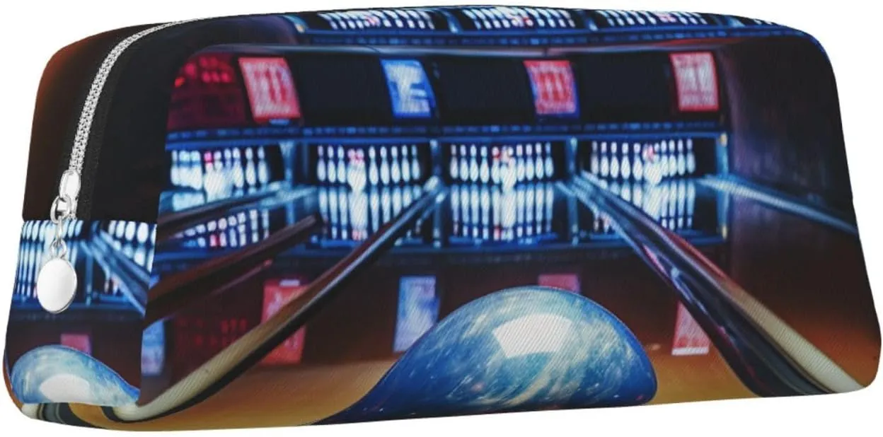 Bowling Makeup Bag Travel Cosmetic Bag for Women Men Pencil Case Zipper Toiletry Bag Purse