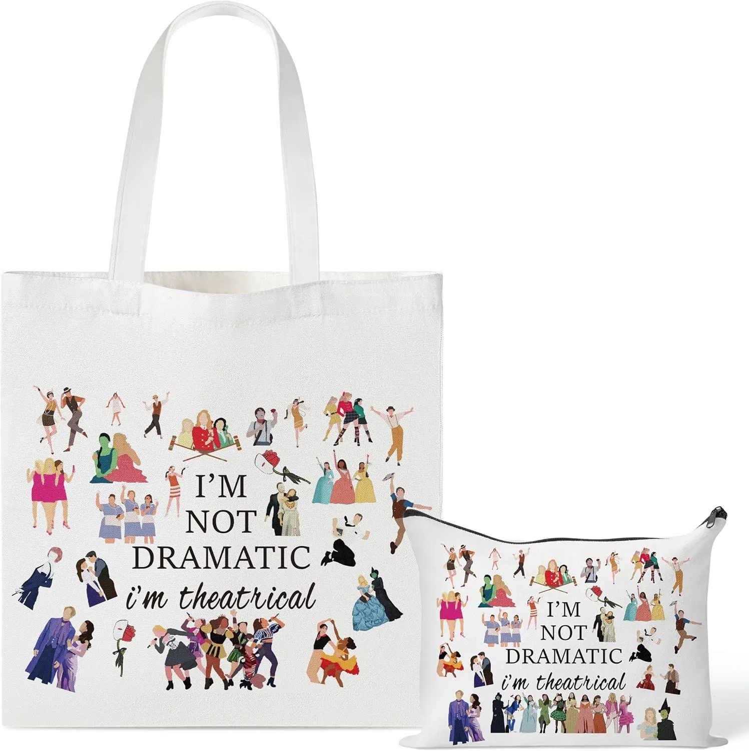Broadway Musical Canvas Tote Bag - Im Not Dramatic Im Theatrical Gifts Tote Bag and Cosmetic Bag Set, Makeup Zipper Pouch Bag for Women Girls Fans Lovers Gift