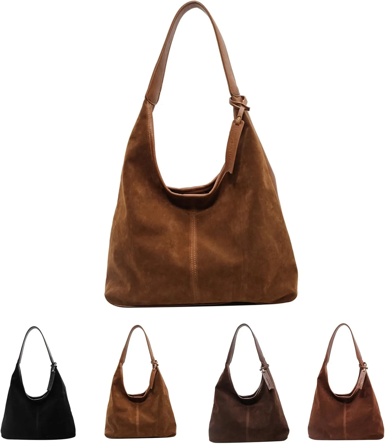 Brown Purses for Women Suede Tote Bag Hobo Bag Suede Fall Purses Shoulder Bag Handbags Brown Cross Body Bag