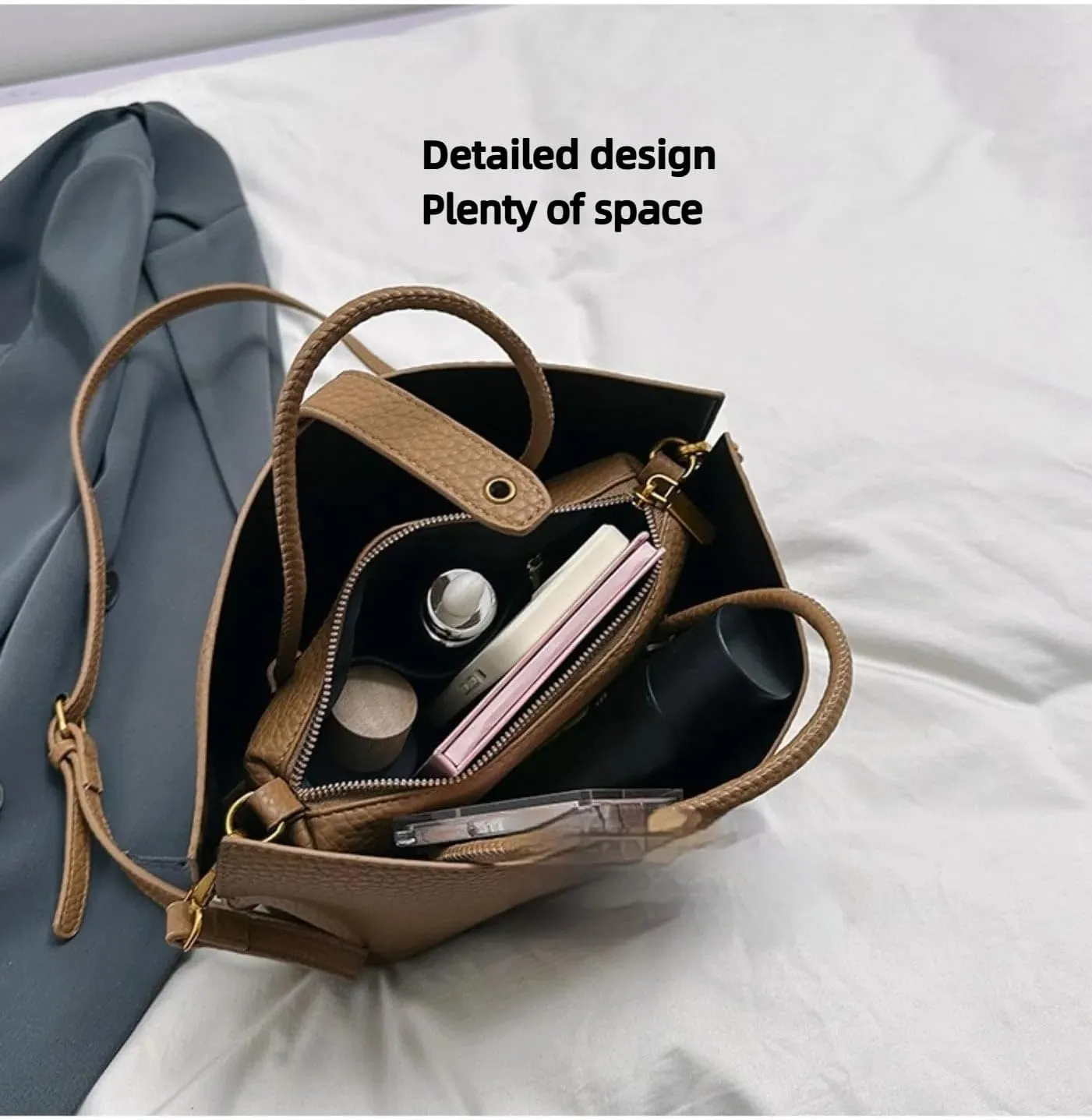 Bucket Bag for Women,Trendy Bucket Crossbody Bag Small Vintage Elegant Tote Bag Women's Shoulder Handbags Cluth Purse