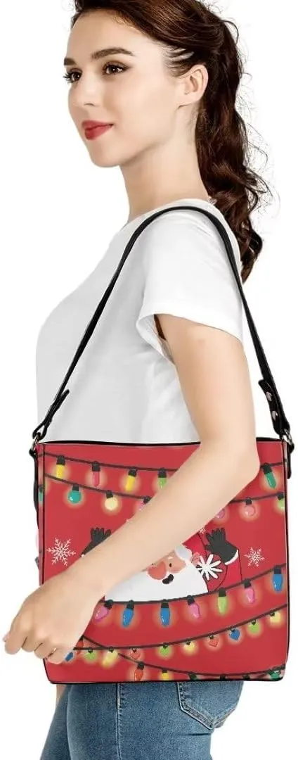 Bucket Bags for Women, PU Leather Waterproof Tote Bag Shoulder Bag for Travel, Work, Adjustable Crossbody Strap