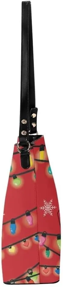 Bucket Bags for Women, PU Leather Waterproof Tote Bag Shoulder Bag for Travel, Work, Adjustable Crossbody Strap