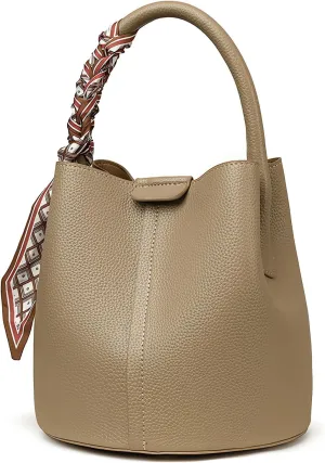 Bucket Bags for Women Small Crossbody Bags 2024 New Women's Bag PU Leather Trendy Fashion Accessory with Scarf