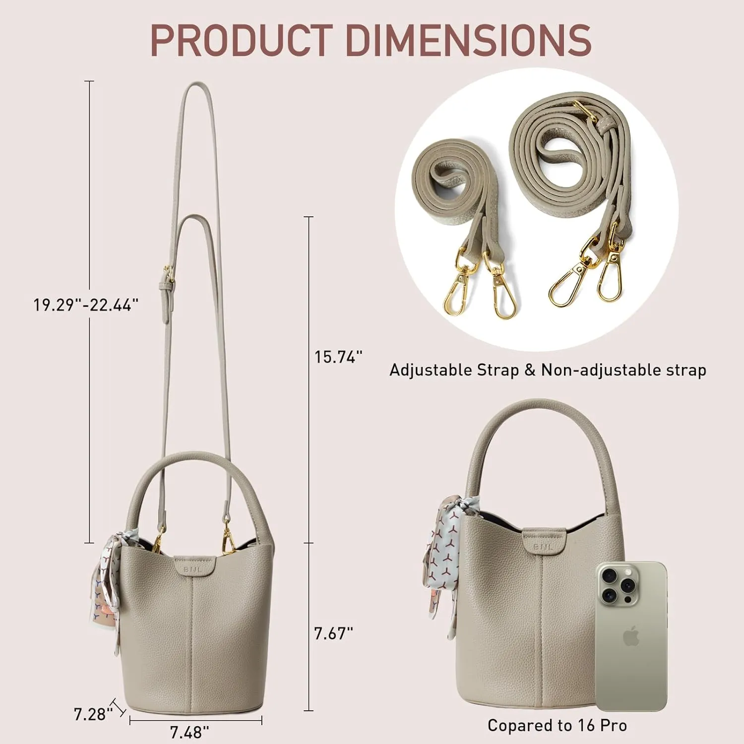 Bucket Bags for Women, Vegan Leather SMALL Crossbody Bags, Trendy Top-handle purses with 2 Removable Shoulder Straps