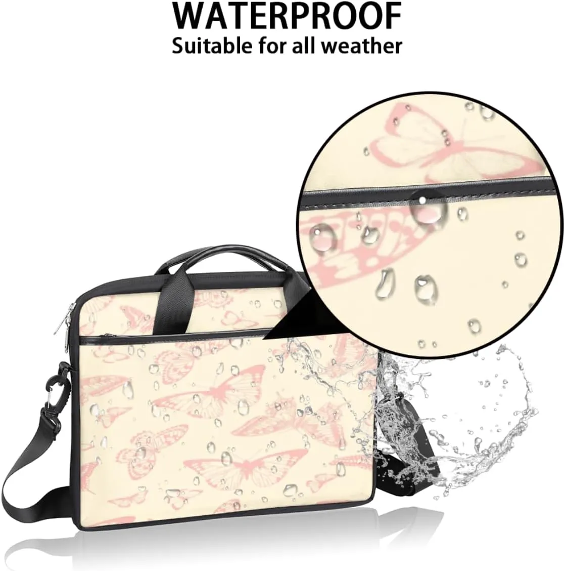 Butterfly Light Blue Laptop Bag for Men Women 13-15 Inch Case Bags Sleeve Shoulder with Anti Slip Removable The Pad Straps