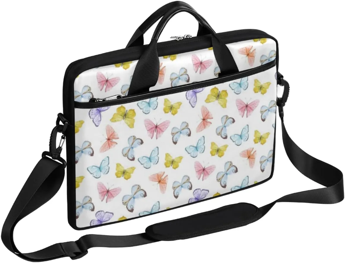 Butterfly Light Blue Laptop Bag for Men Women 13-15 Inch Case Bags Sleeve Shoulder with Anti Slip Removable The Pad Straps
