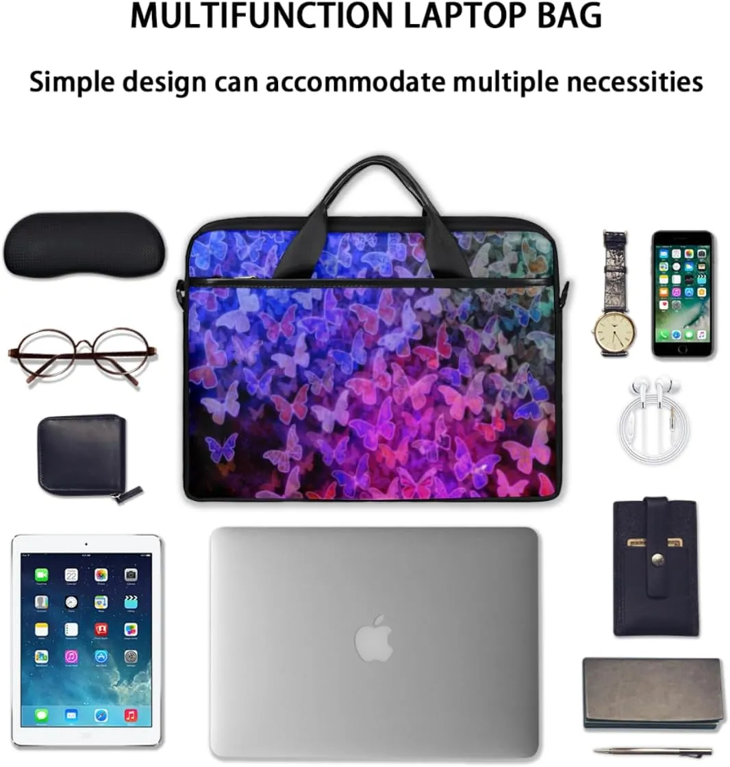 Butterfly Light Blue Laptop Bag for Men Women 13-15 Inch Case Bags Sleeve Shoulder with Anti Slip Removable The Pad Straps