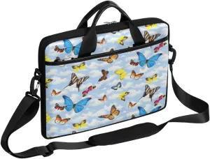 Butterfly Light Blue Laptop Bag for Men Women 13-15 Inch Case Bags Sleeve Shoulder with Anti Slip Removable The Pad Straps