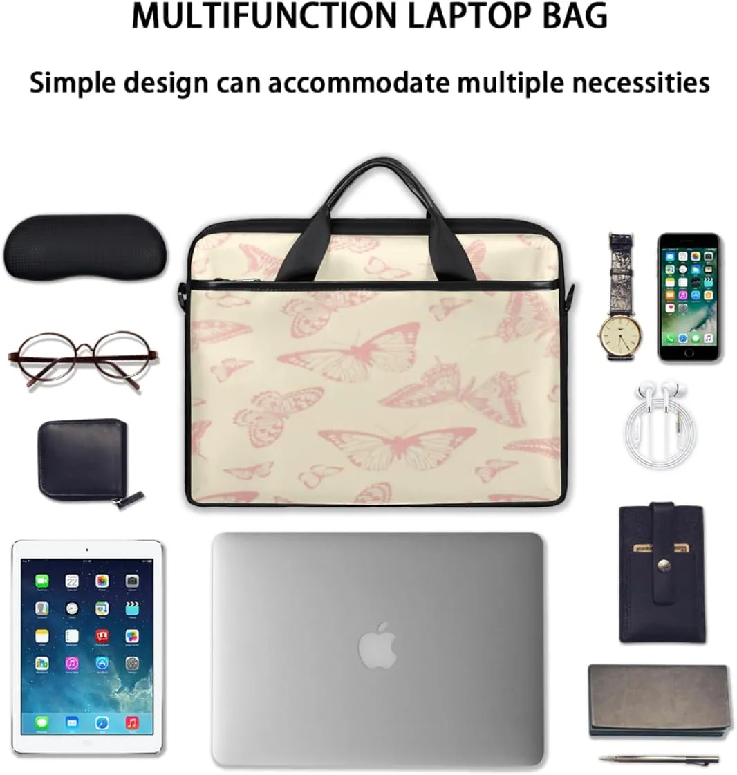Butterfly Light Blue Laptop Bag for Men Women 13-15 Inch Case Bags Sleeve Shoulder with Anti Slip Removable The Pad Straps